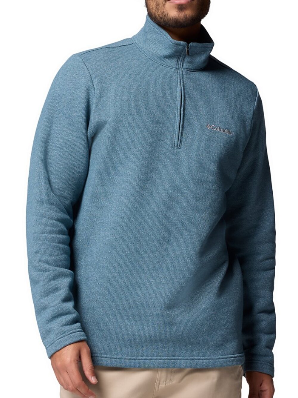 Columbia Hart Mountain Heather Blue Fleece Quarter-Zip Pullover Sweatshirt SZ S